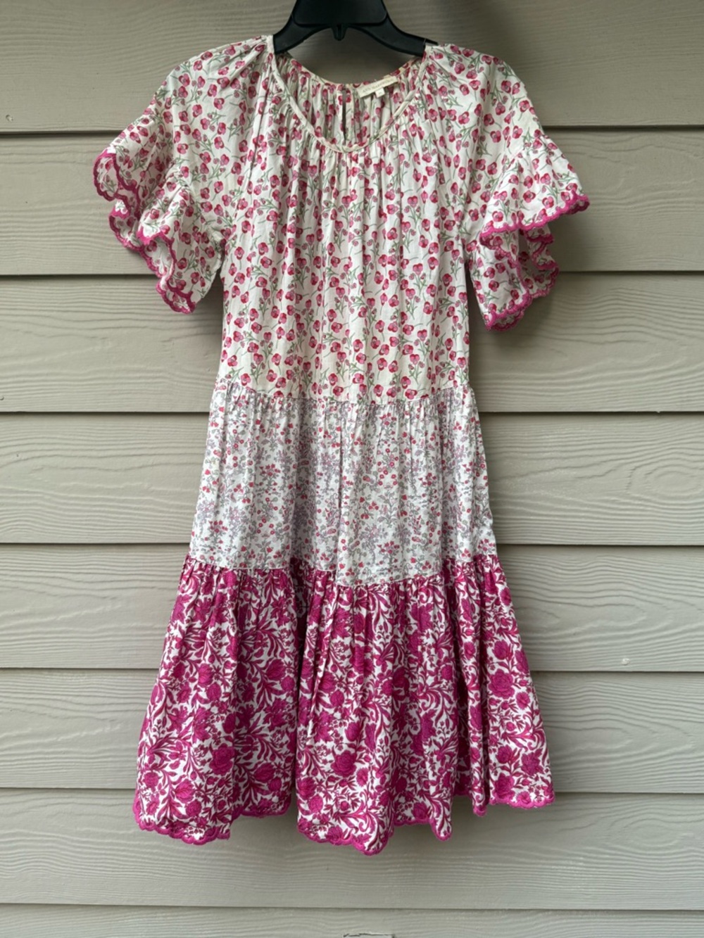 Ann Mashburn Pink Floral Tiered Cotton Dress
